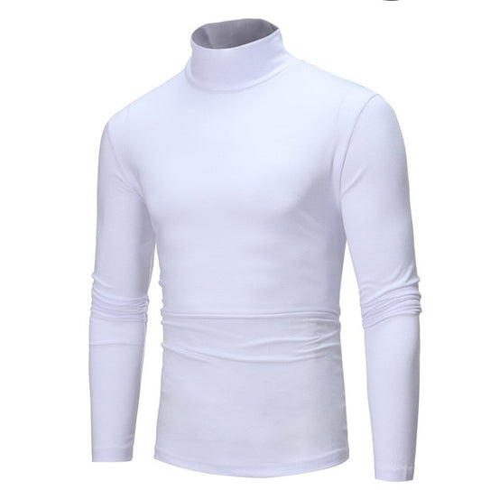 jiaabc new spring Autumn Winter Men's Thermal Long Sleeve Roll Turtleneck T-Shirt Solid Color Tops Male Slim Basic Stretch Tee Top