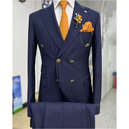 Formal Suits for Men Wedding Slim Fit Double Breasted 2 Pieces Groom Tuxedos Peak Lapel Custom Male Blazer Prom Wear 2023