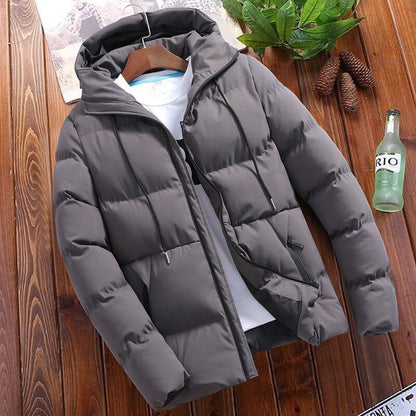 jiaabc Autumn Winter Warm Parkas Male Long Sleeve Hooded Zip Korean Slim Solid Coats Outwear