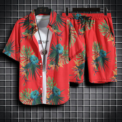 jiaabc Men Summer Beach Floral Shirt 2 Piece Set Fashion Holiday Hawaiian Shirt + Shorts Sets Thin Quick Dry Casual Print Short Sleeve