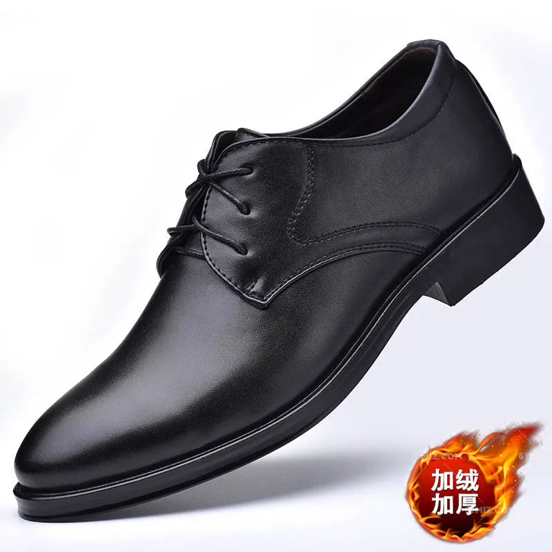 jiaabc Men Dressing Shoes Formal for Men's Casual Shoe Leather Social Wedding Designer Pointed Toe Black Office Winter Shoes Brand