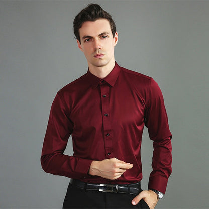 jiaabc Spring Men's Social Shirt Slim Business Dress Shirts Male Long Sleeve Casual Formal Elegant Shirt Blouses Tops Man Brand Clothes