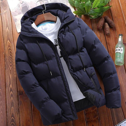 jiaabc Autumn Winter Warm Parkas Male Long Sleeve Hooded Zip Korean Slim Solid Coats Outwear