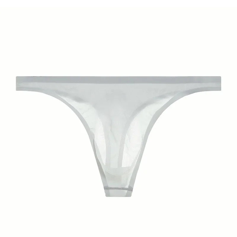 Seamless Transparent Panties Ice Silk Ultra-thin Sexy Penis Pouch Men Underwear G-Strings & Thongs Male Bikini T-Back Underpants