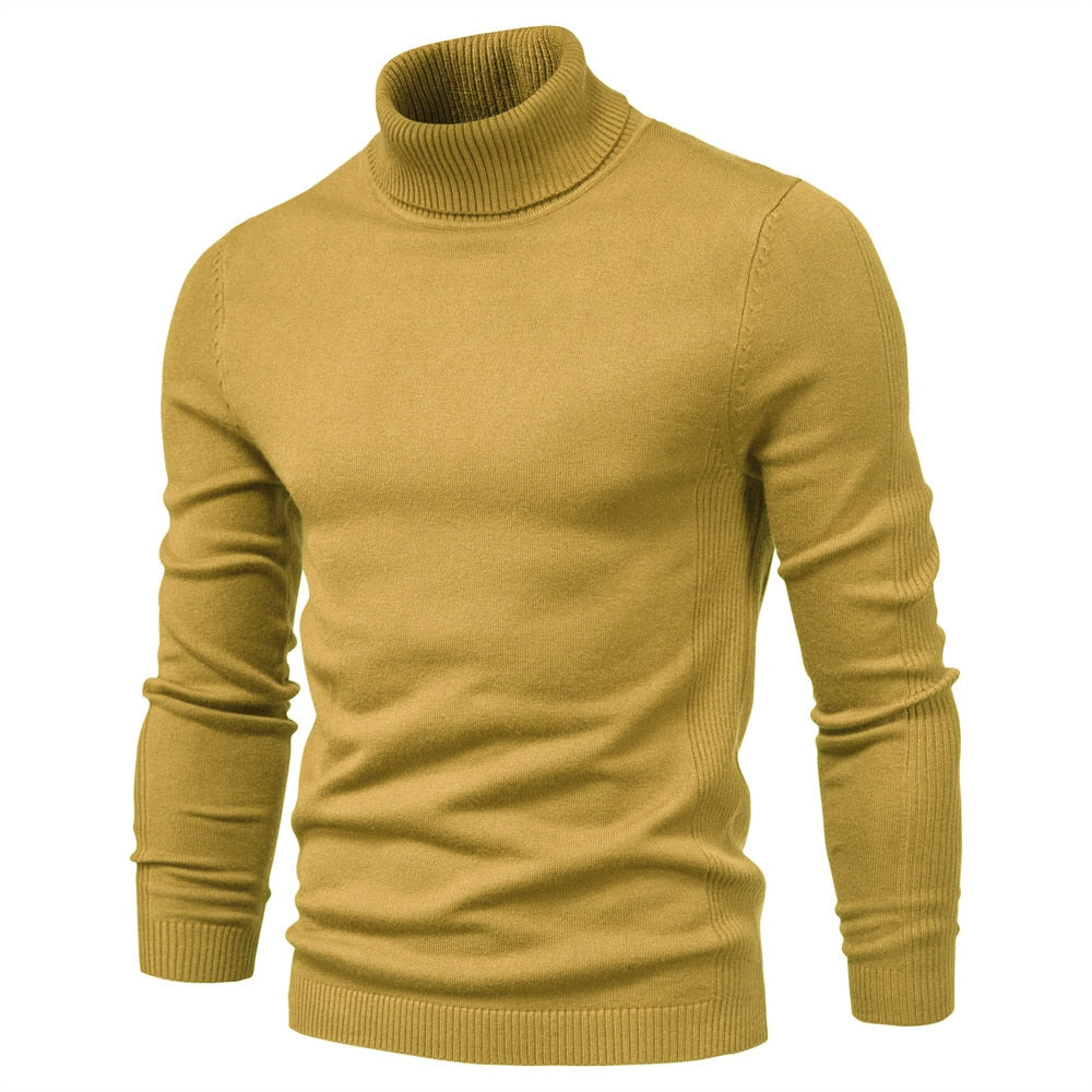 New Winter Turtleneck Thick Mens Sweaters Casual Turtle Neck Solid Color Quality Warm Slim Turtleneck Sweaters Pullover Men