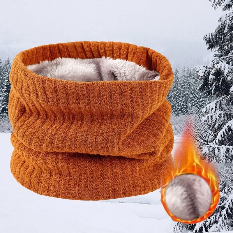 jiaabc Unisex Knitted Warm Scarf Winter Autumn Ring Women Bandana Solid Fleece Scarf  Men Headband Neck Scarf Shawl