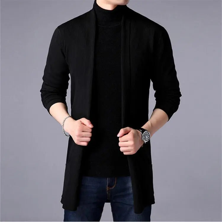 jiaabc Men's Jacket Autumn and Winter Casual Hooded Solid Color Knit Windbreaker  Large Size Cardigan Long Sleeve Sweater