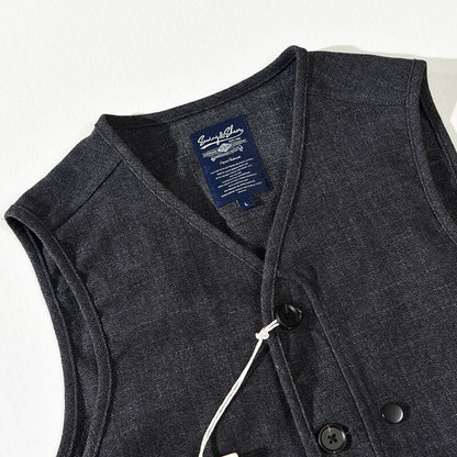 jiaabc Mens Vest Retro Single Breasted Casual Vest Cotton Solid Regular V-Neck Vest Male Outerwear & Coats