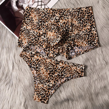 Couple Lovers Men Boxer Shorts Leopard Print Sexy Underwear Men's Underpants Cueca Boxer Male Panties Lady Boxershorts Bamboo