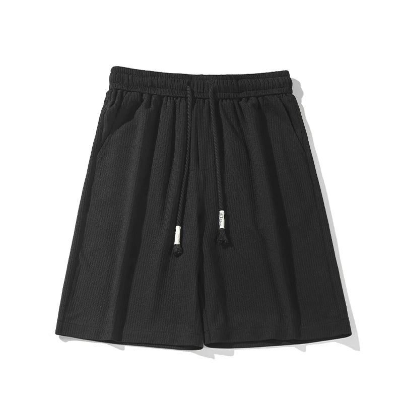 Summer Shorts Men Fashion Gray Black Pleated Shorts Men Streetwear Loose Ice Silk Shorts Mens Beach Shorts Large Size M-5XL