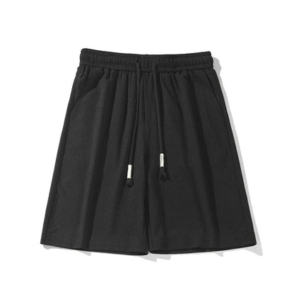 Summer Shorts Men Fashion Gray Black Pleated Shorts Men Streetwear Loose Ice Silk Shorts Mens Beach Shorts Large Size M-5XL