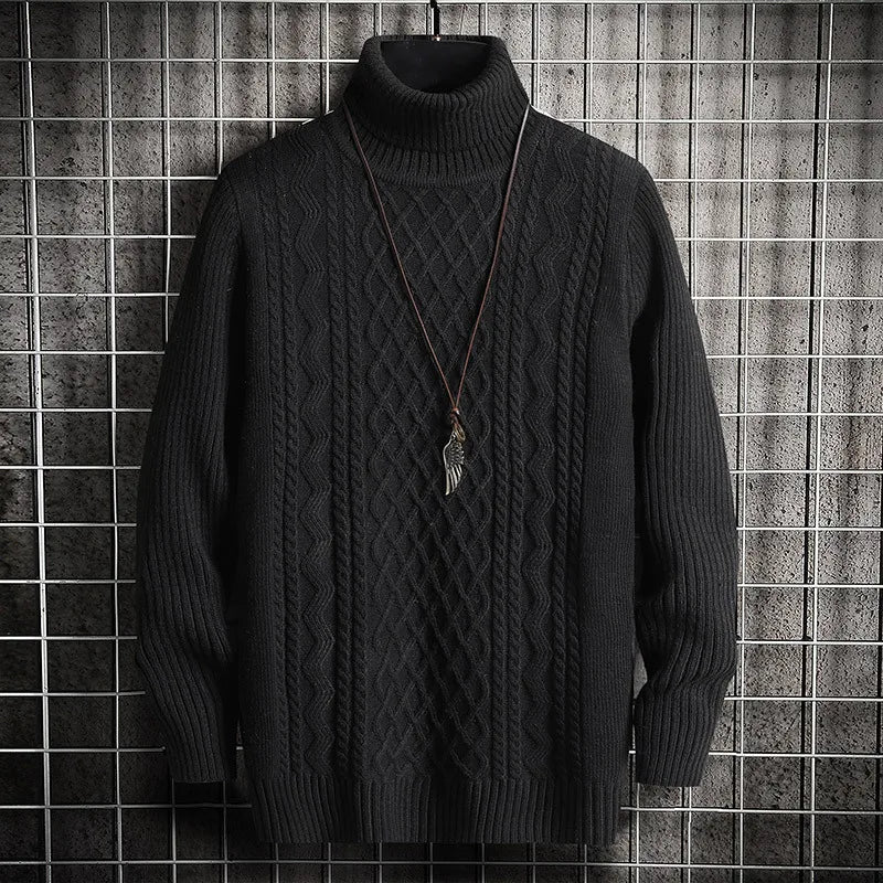 jiaabc 2024 Men's Winter Warm Turtleneck Sweaters Knitted Thick Pullover Casual Sweaters High Neck Knited Solid Color Jumpers for Men