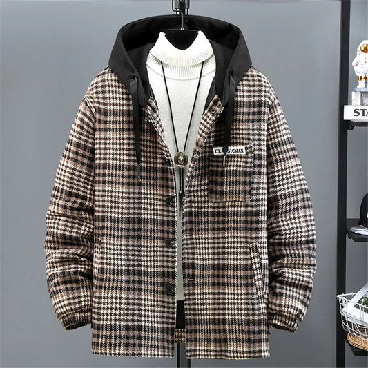 jiaabc Plus Size 10XL 11XL Plaid Parkas Men Winter Thick Jacket Coat Plaid Fashion Casual Winter Hooded Jackets Big Size 11XL 10XL Male