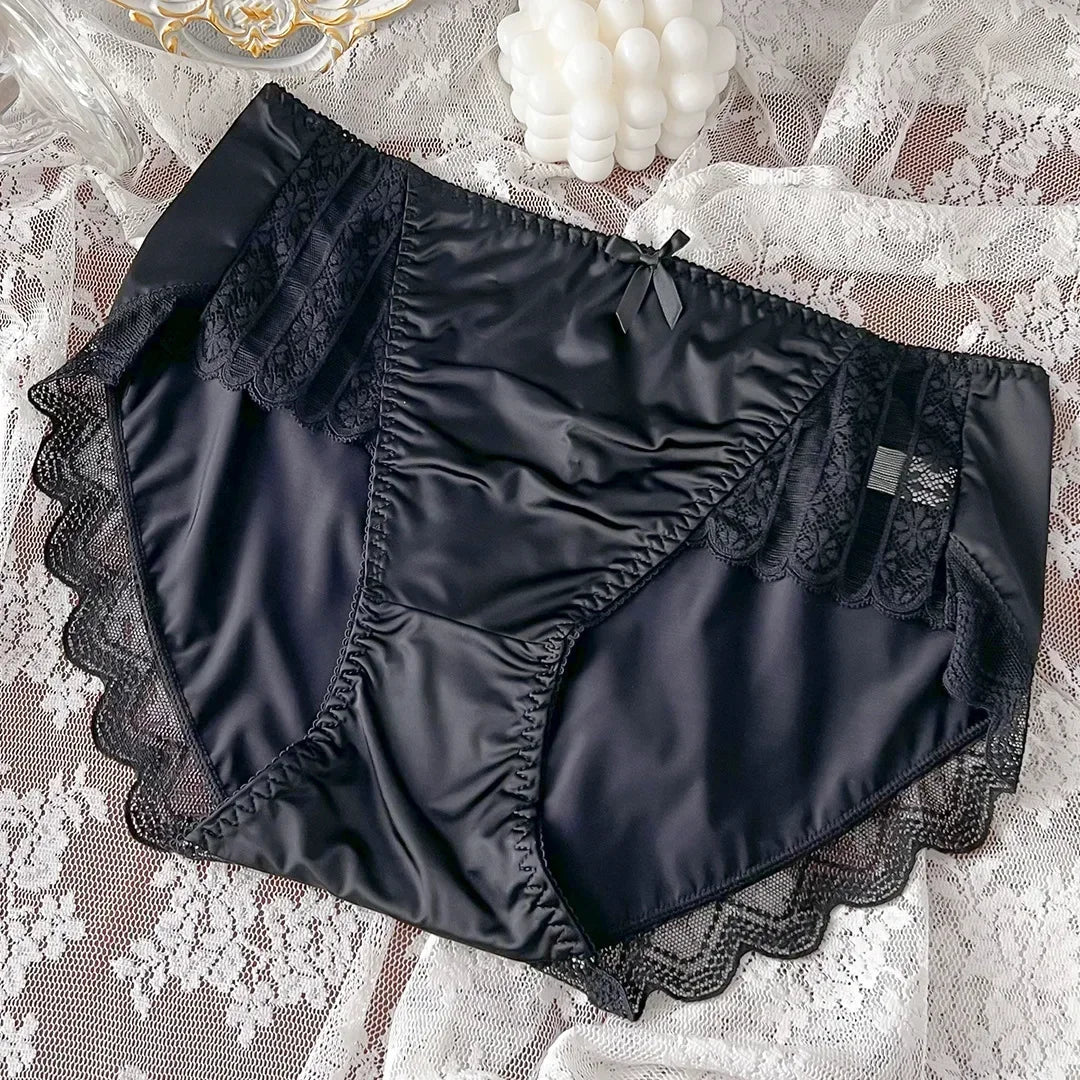 New Underwear for Women Satin Traceless Ice Silk Panties for Lady Breathable Sexy Pure Desire Panties Large Mid Waist M-XXL