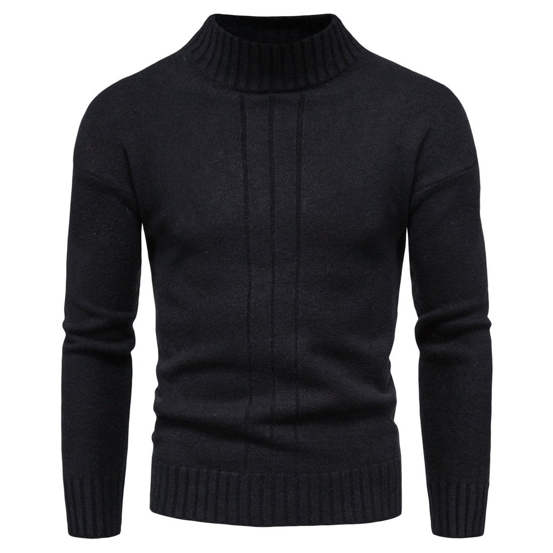 2024 Autumn and Winter New Foreign Trade Men's Solid Color Knitted Shirt Half High Neck Sweater Casual Underlay Top