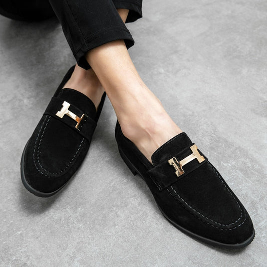 jiaabc New Black Loafers Men Flock Shoes Business Brown Breathable Slip-On Solid Shoes Handmade Free Shipping Size 38-48