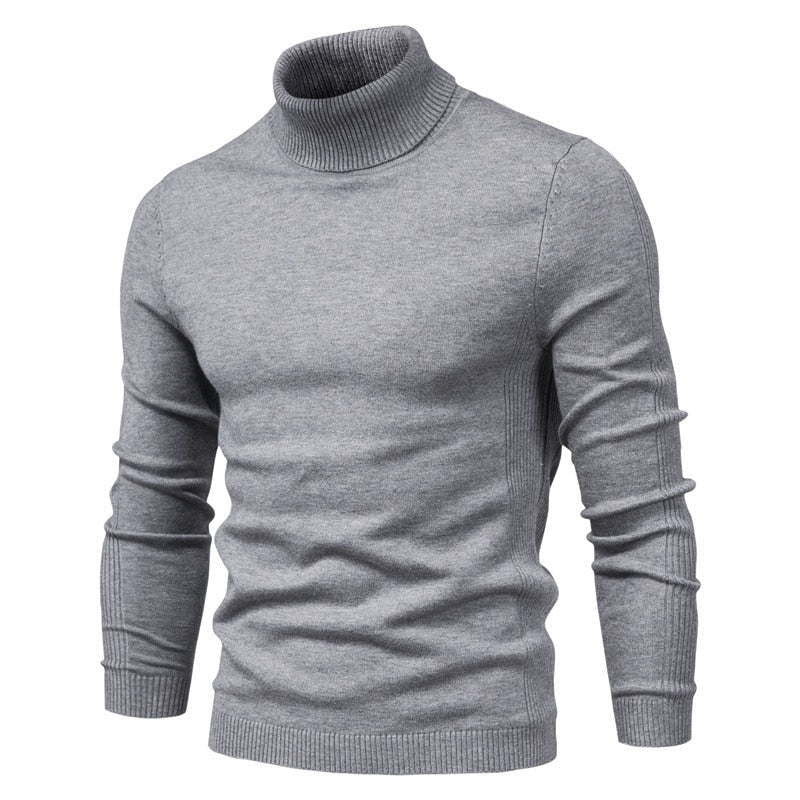 New Winter Turtleneck Thick Mens Sweaters Casual Turtle Neck Solid Color Quality Warm Slim Turtleneck Sweaters Pullover Men