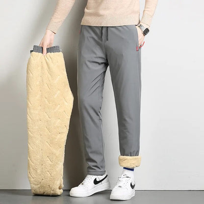 jiaabc New Men's Winter Lambswool Warm Cotton Sweatpants Men Outdoor Leisure Thickened Jogging Drawstring Pants High Quality Pants Men