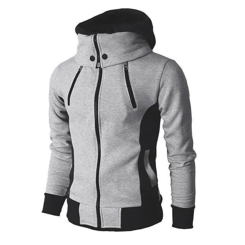 jiaabc Zipper Men Jackets Autumn Winter Casual Fleece Coats Bomber Jacket Scarf Collar Fashion Hooded Male Outwear Slim Fit Hoody