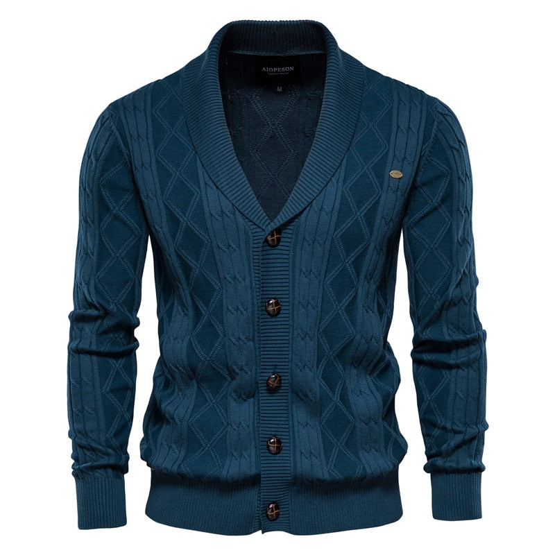 jiaabc Cotton Argyle Cardigan Men Casual Single Breasted Solid Color Business Mens Cardigans New Winter Fashion Sweater Man