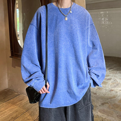 2024 Hip Hop Long Sleeve T Shirt Autumn Fashion Cotton Solid Color Streetwear Loose Oversized T-Shirts