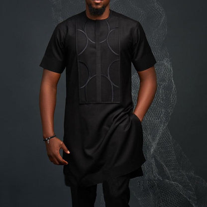 jiaabc jiaabc Dashiki Men Clothes Set 2 piece Outfit Various Black Set Long-sleeved Fashion Casual Top Trousers Suit African Men Clothing