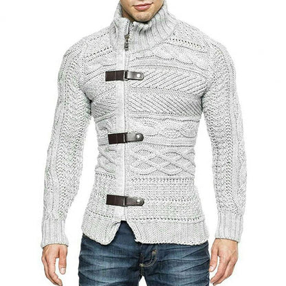 jiaabc Men's Sweaters Stretchy Stylish Acrylic Fiber Loose Sweater Coat Winter Mens Turtleneck Pullover Sweater