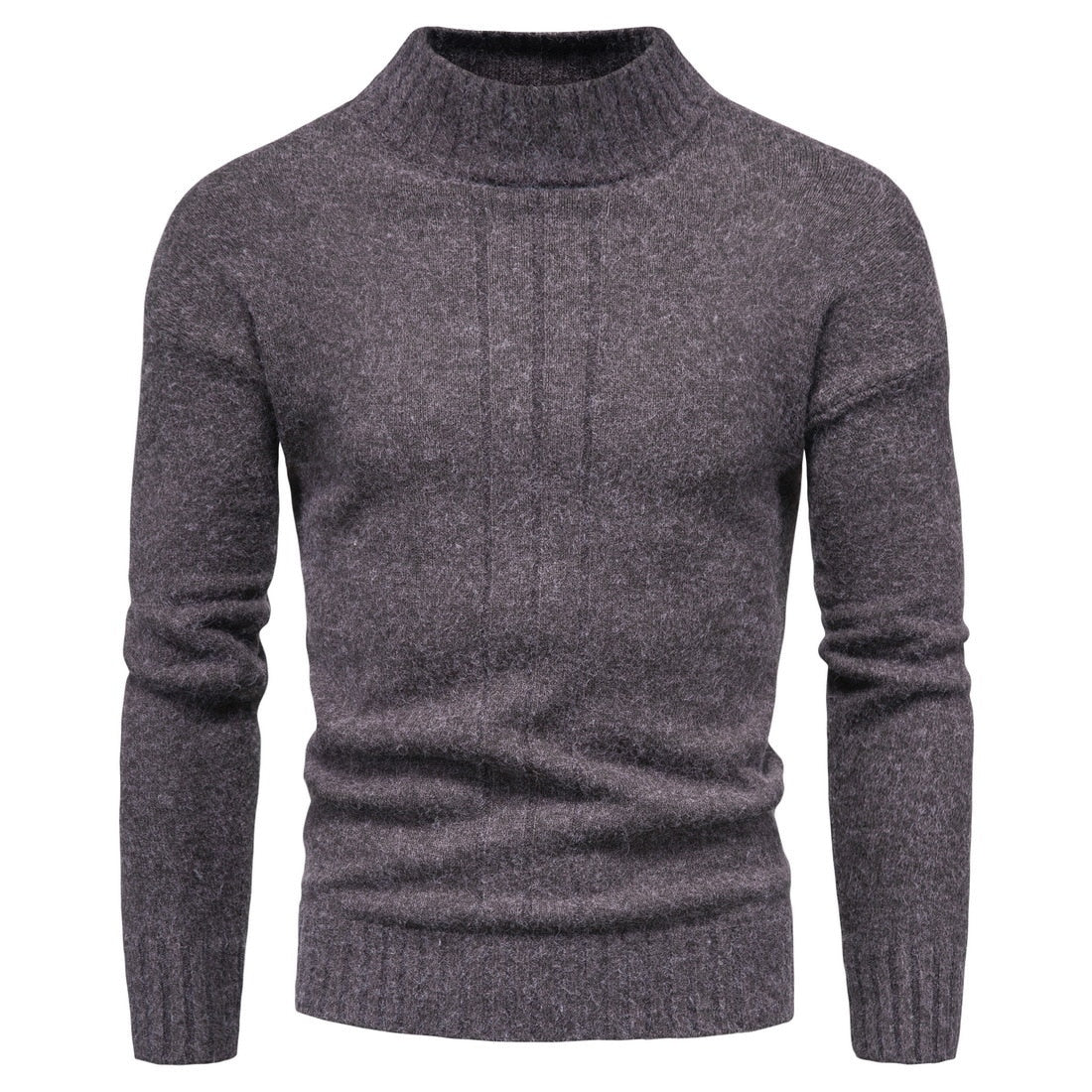 2024 Autumn and Winter New Foreign Trade Men's Solid Color Knitted Shirt Half High Neck Sweater Casual Underlay Top