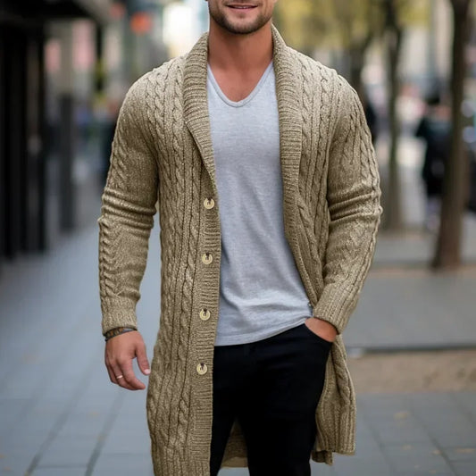 jiaabc Men's Knitting Cardigan Jacket Coats Spring Autumn Slim Fit Cardigan Coat Male British Style Button Long Sleeve Men Clothing