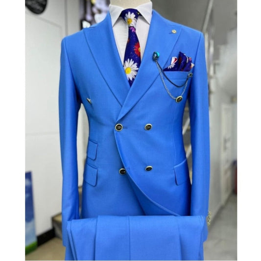 Formal Suits for Men Wedding Slim Fit Double Breasted 2 Pieces Groom Tuxedos Peak Lapel Custom Male Blazer Prom Wear 2023