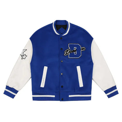 jiaabc  New American Retro Letter Embroidered Jackets Coat Men Y2K Street Hip Hop Trend Baseball Uniform Couple Casual Loose Jacket