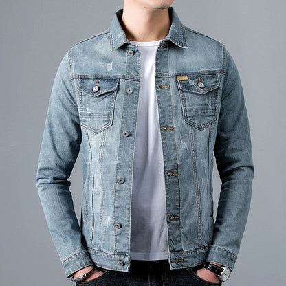 Jacket Men's Casual Cotton Black Denim Jaqueta Jeans Masculina  Slim Washed Retro Classic Blue Jeans Coat Male Men Clothing