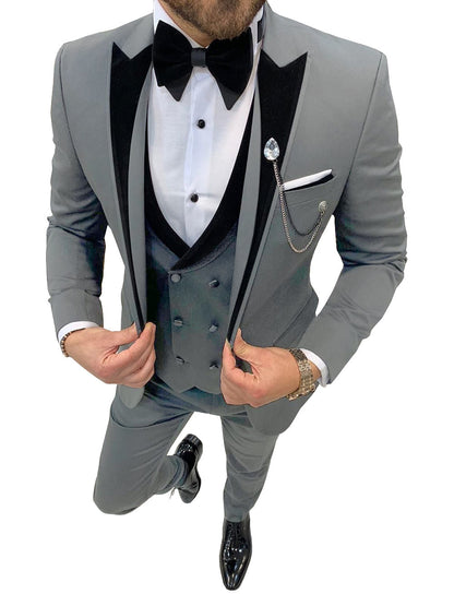 Mens suits Wave point Three Pieces Men Dress Suits Casual Commuter office business suits For Wedding(Blazer+Vest+Pants)