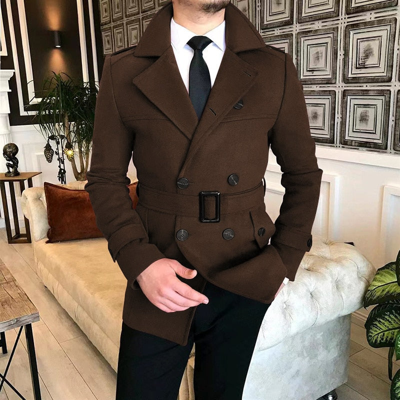 jiaabc New Men's Double Breasted Woolen Coat Winter Trench Coat Long Male's Overcoat High Quality Man Wool Jackets Outdoor Windbreaker