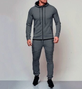 jiaabc 2023 New Autumn Winter 2 Pieces Sets Tracksuit Men Hooded Sweatshirt Drawstring Pants Male Stripe Patchwork Hoodies Big sweety