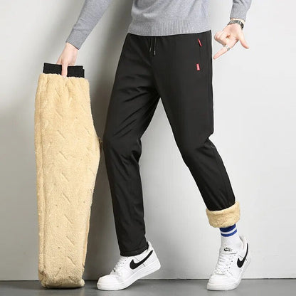 jiaabc New Men's Winter Lambswool Warm Cotton Sweatpants Men Outdoor Leisure Thickened Jogging Drawstring Pants High Quality Pants Men