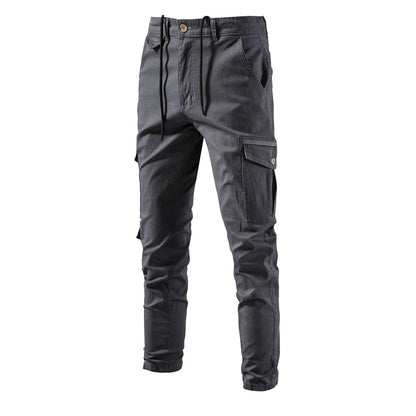 jiaabc 100% Cotton Men's Cargo Trousers High Quality Casual Pants for Men New Spring Zipper Multi-pockets Streetwear Pants Men