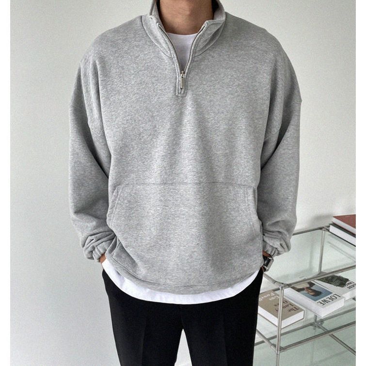 jiaabc Spring Sweatshirts Mens Lapel Zipper Oversized Hoodies High Street Solid Color Long Sleeve Casual Loose Harajuku Pullover