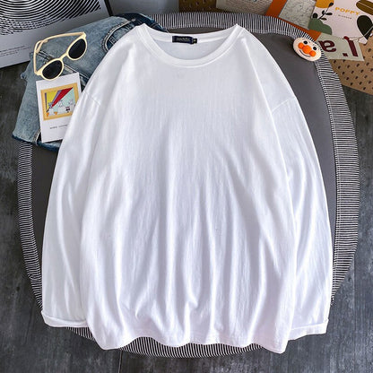 10 Solid Color Women Long Sleeve T shirts Korean Women's Long Sleeve Tees Oversized Woman Casual t-shirt Tops