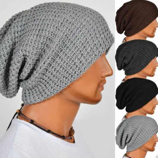 jiaabc Men Women Beanie Knit Crochet Black Gray Hat Autumn Winter Soft Warm Loose Cap Skull Ski Hat Dance Bonnet Casual Fashion Cap