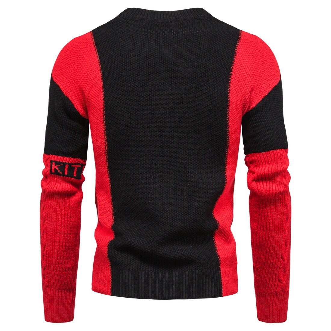 jiaabc Autumn New Fashion Foreign Trade Men's Knitted Round Neck Contrast Color Sweater Underlay