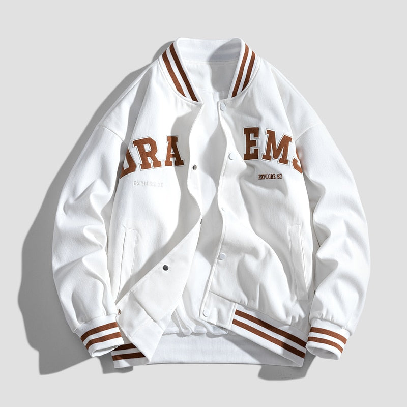 jiaabc  Fashion Baseball Uniform New Men's Jacket Quality Hip-hop Retro Student  Academic Style Embroidery Loose Casual Couple Coat