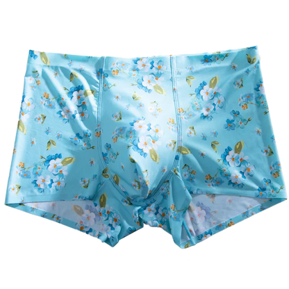 New Men’s Ice Silk Flora Underwear Seamless Sexy Men's Boxers Shorts Male Ultra-thin Breathable Panties Briefs Underpants