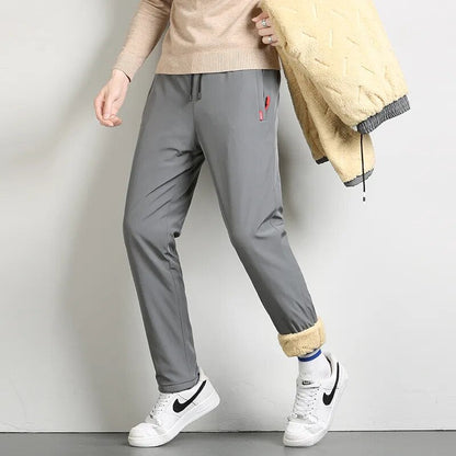 jiaabc New Men's Winter Lambswool Warm Cotton Sweatpants Men Outdoor Leisure Thickened Jogging Drawstring Pants High Quality Pants Men