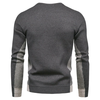 jiaabc Autumn New Foreign Trade Men's Knitwear Round Neck Colored Solid Sweater Underlay