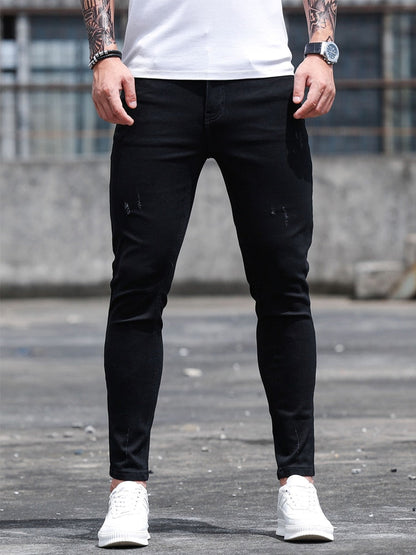 jiaabc Streetwear Fashion Black Ripped Skinny Jeans Men Slim Hip Hop Denim Trousers New Spring Casual Jeans for Men Jogging Jean Homme