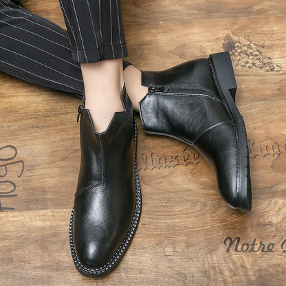 jiaabc Casual Chelsea Boots Men Ankel Boots Fashion Retro Business Dress Boots Antumn Bota Masculina