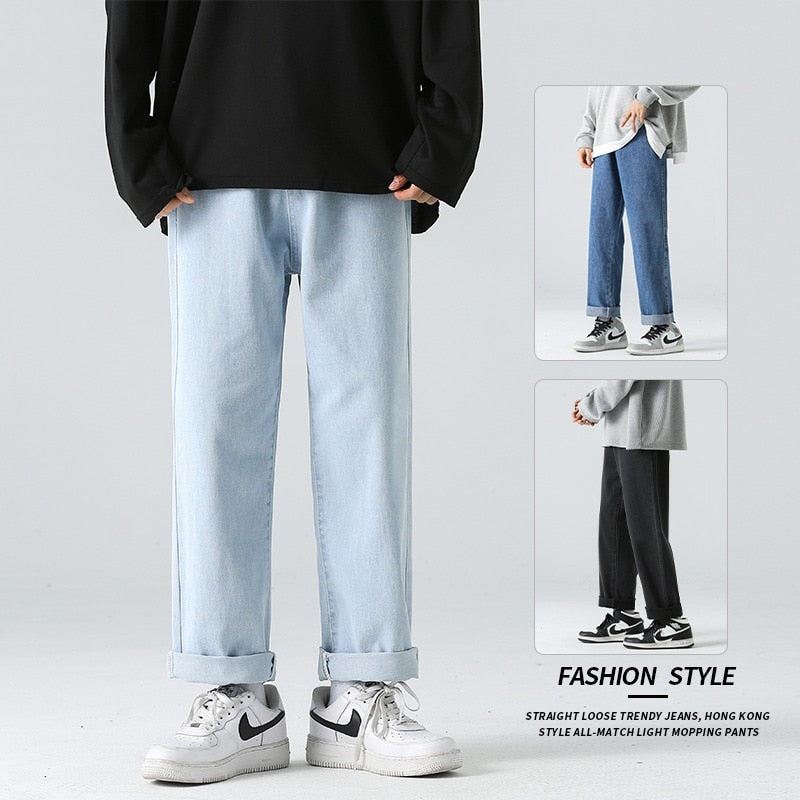 jiaabc Classic Wide Leg Cargo Pants New Streetwear Baggy Jeans New Spring Summer Men Korean Fashion Loose Straight Brand Clothing