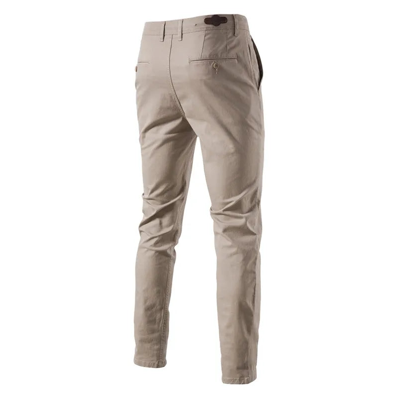 jiaabc Casual Cotton Men Trousers Solid Color Slim Fit Men's Pants New Spring Autumn High Quality Classic Business Pants Men