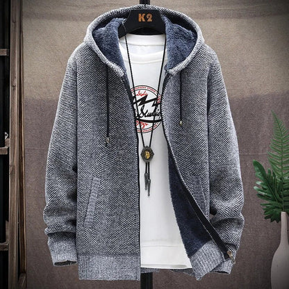 jiaabc Autumn and Winter New Men's Fashion Hooded Sweater Men's Casual Plus Fleece Thickened Warm High-Quality Large Size Sweater